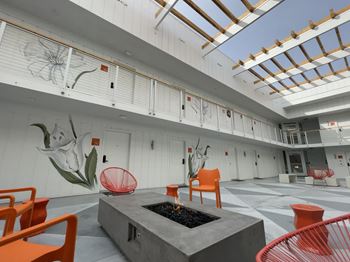 The Mod at Riverwalk Apartments Atrium and Fire Pit